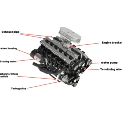ENJOMOR V12 GS-V12 72CC DOHC Gasoline V12 Engine Model That Works with Starter Kit