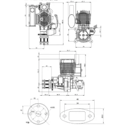 EPHIL X-38cc-S Pro Electric Startar Spark Plug Two-Stroke Single Cylinder Side Exhaust Gasoline Engine Model for Fixed-Wing Aircraft Models
