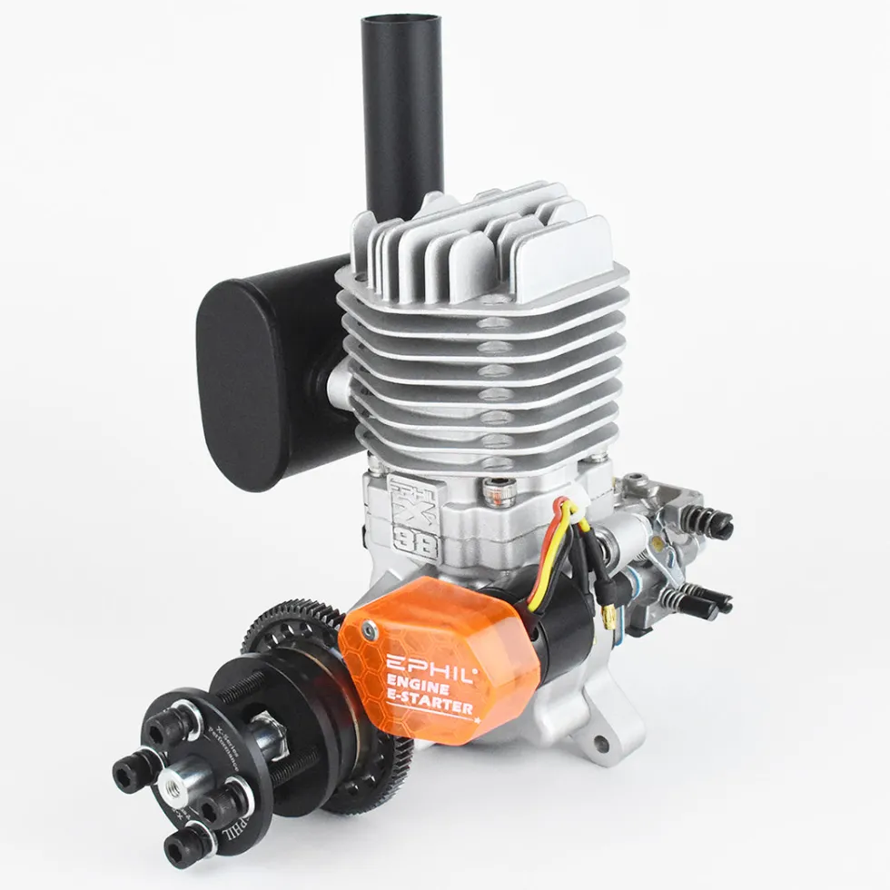 EPHIL X-38cc-S Pro Electric Startar Spark Plug Two-Stroke Single Cylinder Side Exhaust Gasoline Engine Model for Fixed-Wing Aircraft Models
