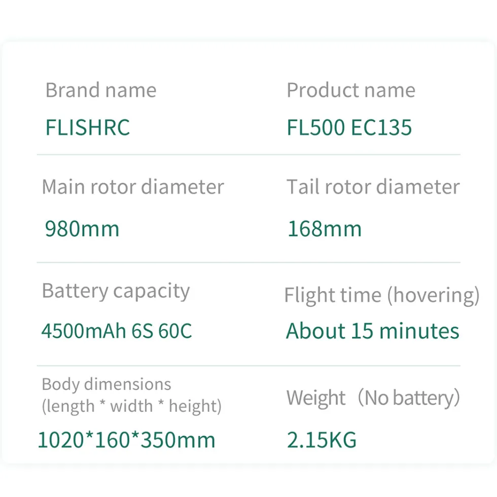 FLISHRC FL500 EC135 500-Class 2.4GHz 6CH Scale RC Helicopter – L7 Flight Controller & 4-Mode GPS Precision Positioning (RTF)