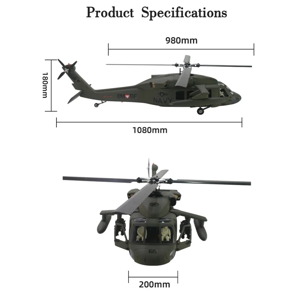 FLISHRC FL500 HH-60 Jayhawk Coast Guard 500-Class 2.4GHz 6CH Scale RC Helicopter with L7 Flight Controller, 4-Mode GPS Positioning, Realistic Cockpit – RTF Remote Control Helicopter