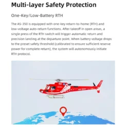 FLYWING AS350 470 Class 2.4G 6CH Quik-Release 3-Rotor Scale RC Military Helicopter Model with ACE Flight Controller, GPS Positioning & Left/Right-Hand Control (RTF Version)