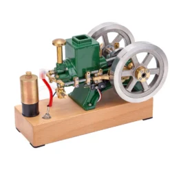 Hit and Miss Engine that Works - ENJOMOR 6cc Antique 4-Stroke Gas IC Engine Green Horizontal Stationary Engine with Ignition Device and Stand