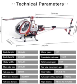 JCZK 300C PRO 2.4G 12CH Flybarless RC Helicopter Model with H1 PRO Smart Flight Control and GPS Positioning (RTF Version)