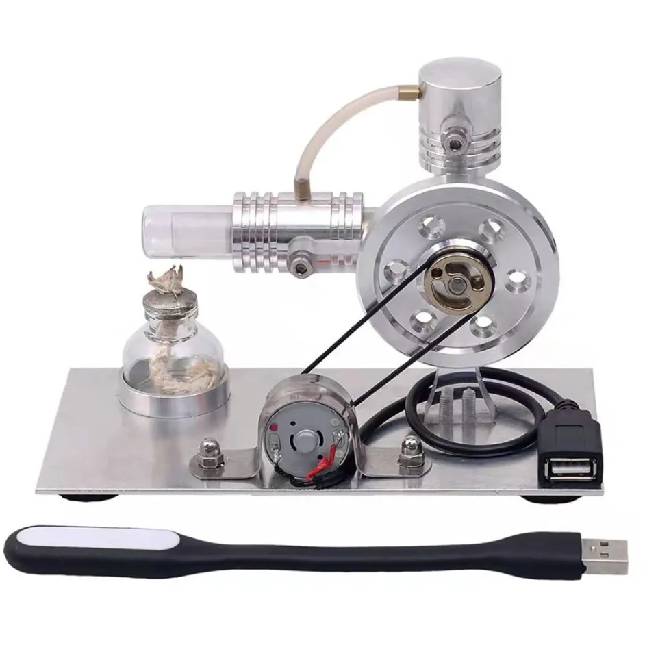 L-shape Stirling Engine Model with USB Connector and Night Light