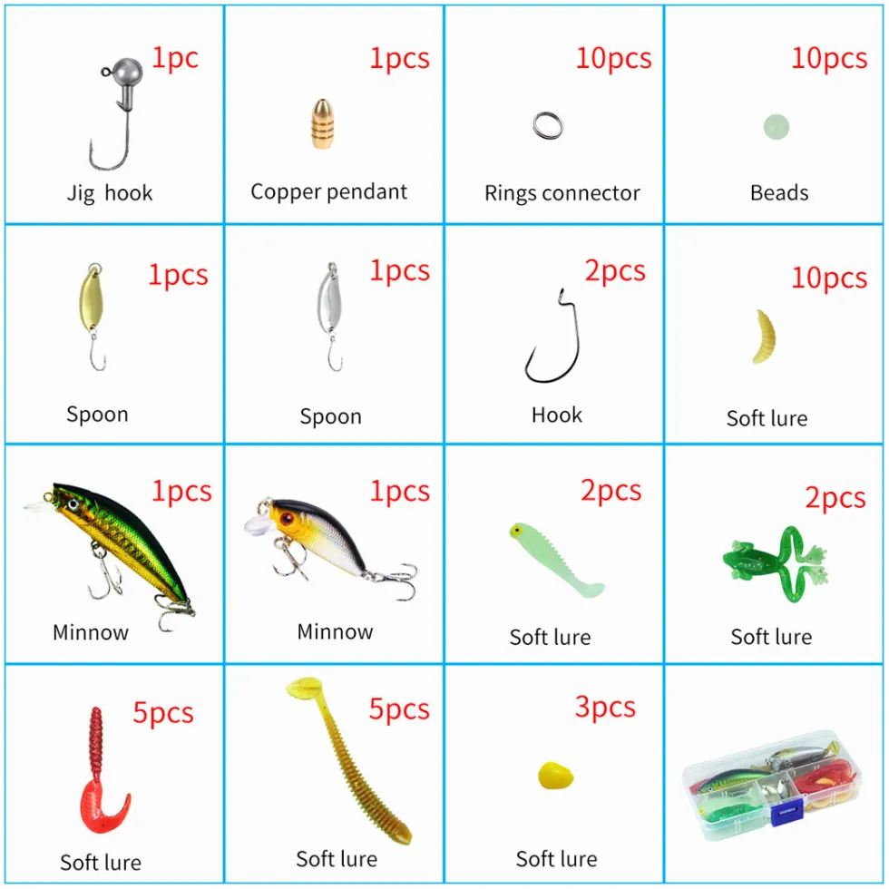 Luminous Fishing Lure Set, Soft & Hard Bionic Lures - 56PCS