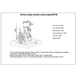 M31B 1.85CC Mini Retro Vertical Single-cylinder Reciprocating Double-acting Steam Engine Model Toys