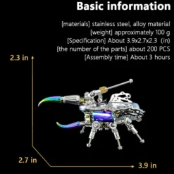 Mechanical Beetle 3D Metal DIY Insect Metal Assembly Model Colorful Parts Toy 200PCS