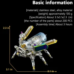 Mechanical Firefly 3D Metal DIY Insect Metal Assembly Model Colorful Parts Decoration 200PCS