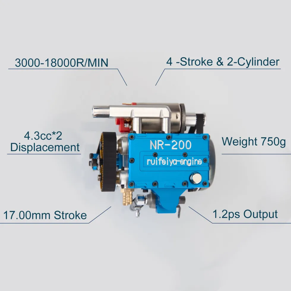 NR-200 8.6cc Inline 2-cylinder 4-stroke Water-cooled Electric Start Nitro Engine Model for 1:8 RC Car