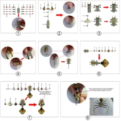 250+Pcs Mechanical Metal Model Kit Assembly Toy - (Spider + Dragonfly + Wasp)
