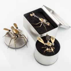 270Pcs Steampunk Insect Metal Model Kits Mechanical Crafts for Home Decor - Mosquito + Deck Insect + Bee Trinity