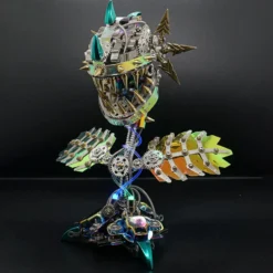 Piranha Plant Flower 3D Metal Mechanical Puzzle Model Kit with LED Lights-400 Pieces