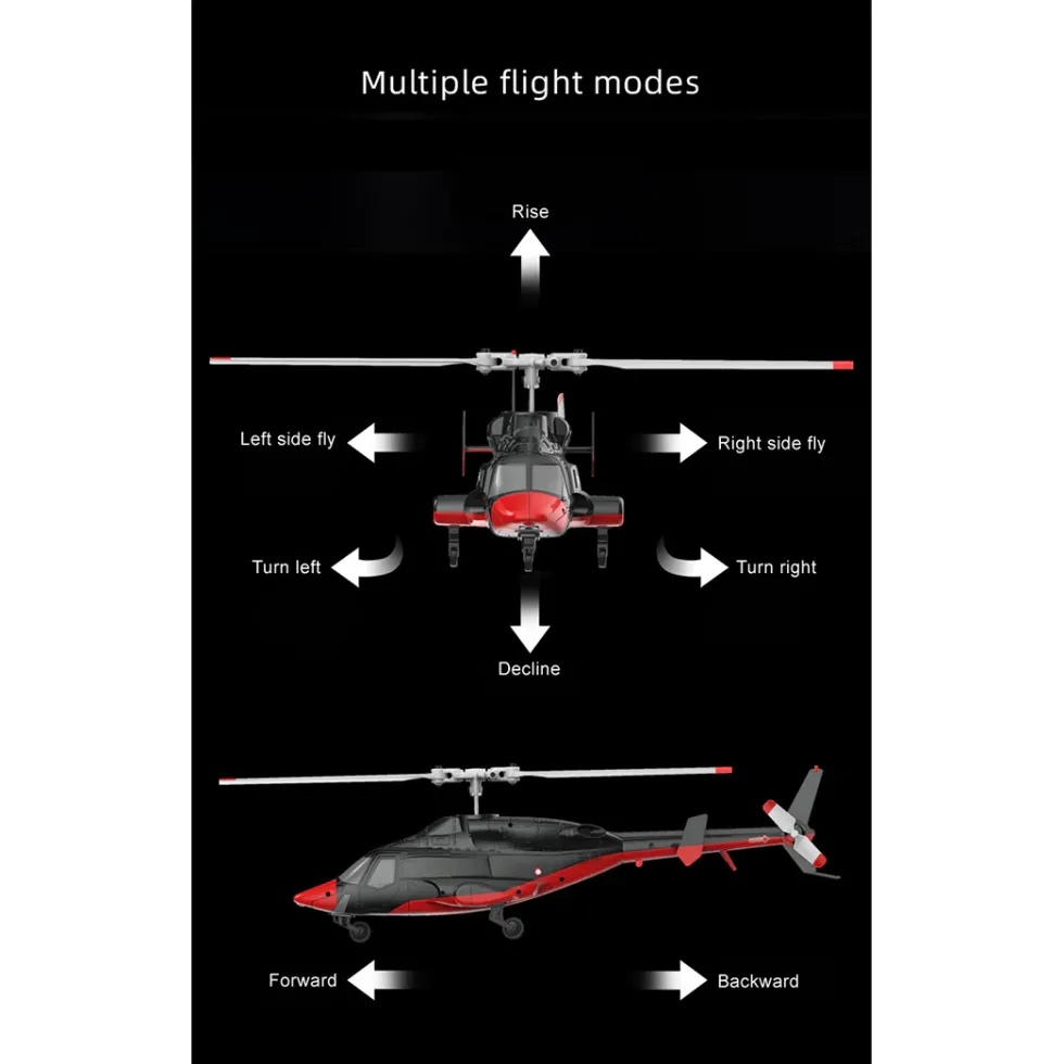 RC ERA A61 1/52 Scale Airwolf 2.4G 4CH Single Rotor Flybarless Mini RC Helicopter Model with Optical Flow Altitude Hold RTF