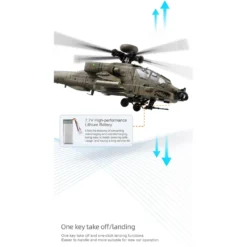 RC ERA C170 AH-64D 1/48 Scale 2.4G 6CH Flybarless Military RC Helicopter Model With Optical Flow Positioning, TOF Altitude Hold, One-Key Inverted Flight and Brushless Motor (RTF Version)