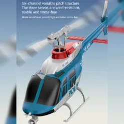 RC ERA C138PRO 1/33 Scale Bell 206 2.4G 6CH Flybarless Single-Rotor RC Helicopter Model with One-Touch Inverted Flight (RTF Version/Police Livery)
