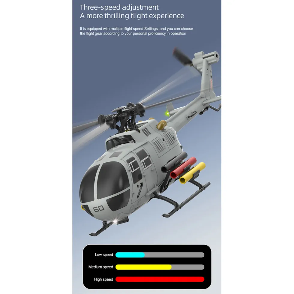 RC ERA C186S BO105 1/48 Scale 2.4G 6CH Single-Rotor Flybarless Realistic Intelligent RC Helicopter Model with Barometric Altitude Hold, Optical Flow Positioning, One-Key TOL & Missile Mounting Rack (RTF)