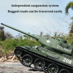 1/16 RC Tank Soviet T-34 Medium Tank 2.4G Remote Control Model Military Tank with Sound Smoke Shooting Effect - Upgraded Edition