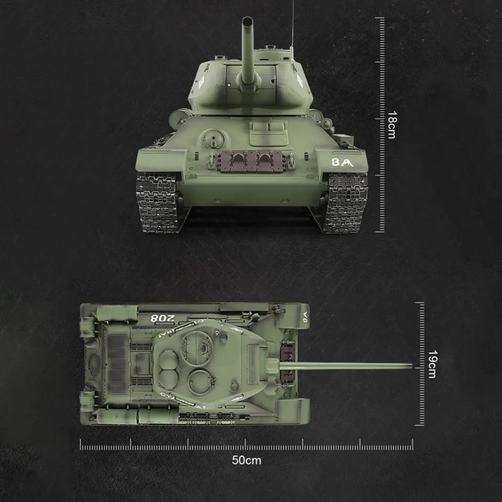 1/16 RC Tank Soviet T-34 Medium Tank 2.4G Remote Control Model Military Tank with Sound Smoke Shooting Effect - Upgraded Edition