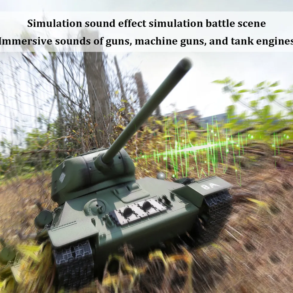1/16 RC Tank Soviet T-34 Medium Tank 2.4G Remote Control Model Military Tank with Sound Smoke Shooting Effect - Upgraded Edition