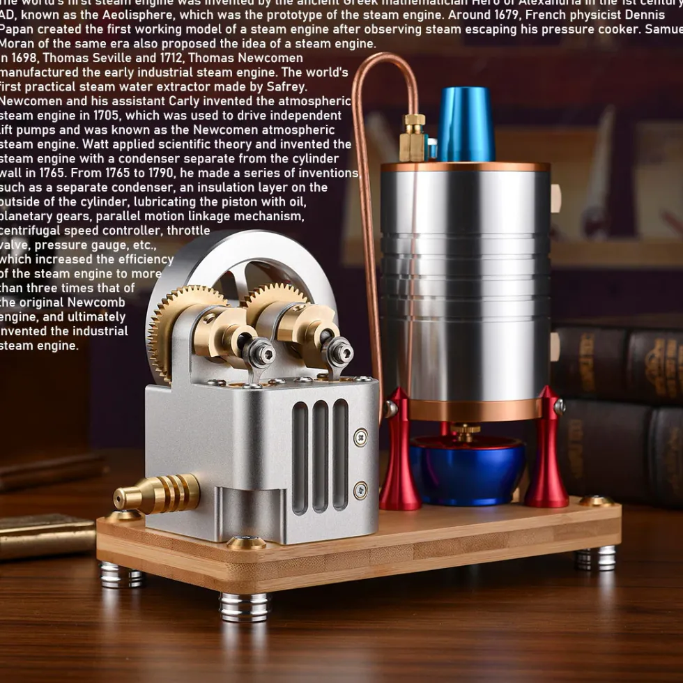 Retro All-metal Vertical Twin-Cylinder Steam Engine Model with Dynamic Balanced Crankshaft RTR STEM Model