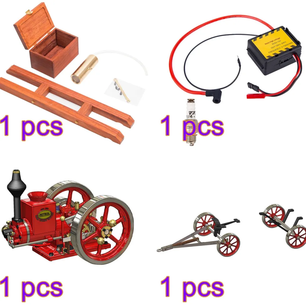 RETROL HM-01 Hit and Miss Stationary Engine Full Set with Transport Cart Frame