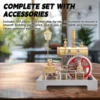 RETROL SE-02 Full Metal Stationary Steam Engine Model and Boiler Model Kit with Generator and Street Lamp