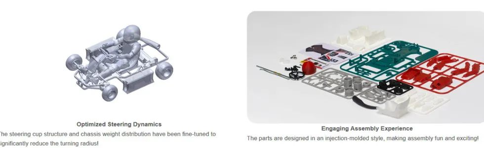 Retro Racer 1/32 Scale 2.4G Mini RC Kart Assembly Model Kit