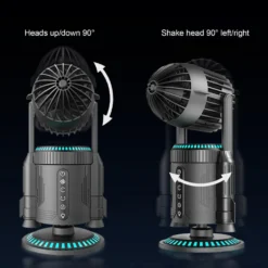 Rocket-Style Desktop Fan with Dual Mist Spray & RGB Lights - Ultra-Quiet Tech Decor for Office