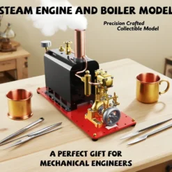 RW-BL1K Mini Reversible Reciprocating Single-Cylinder Live Steam Engine Kit with Boiler DIY Kit