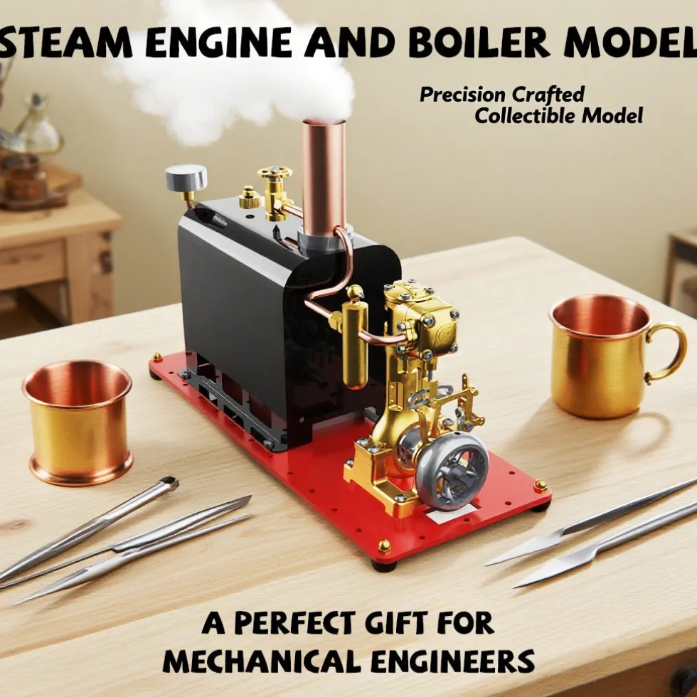 RW-BL1K Mini Reversible Reciprocating Single-Cylinder Live Steam Engine Kit with Boiler DIY Kit