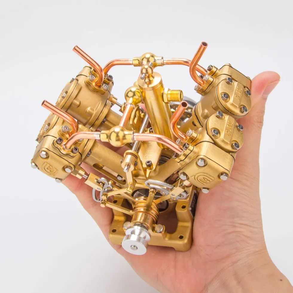 RW-V4 Mini V-Shape 4-Cylinder Reciprocating Steam Engine Model for 90-150cm Steamships