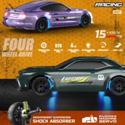 1/43 Scale 2.4G Full-Proportional Mini Electric RC Drift Racing Car Model with LED Lights