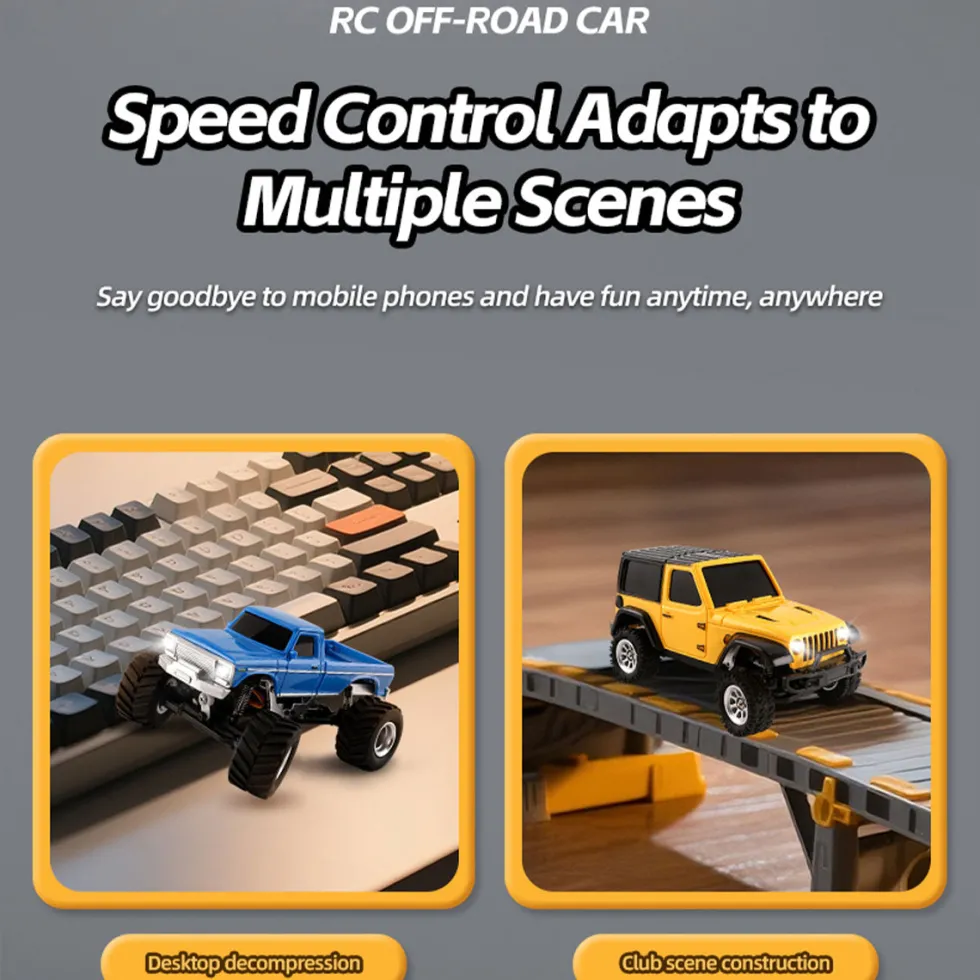 1/36 Scale 2.4G 4WD Proportional RC Off-Road Car – LED Lights, Long Battery Life