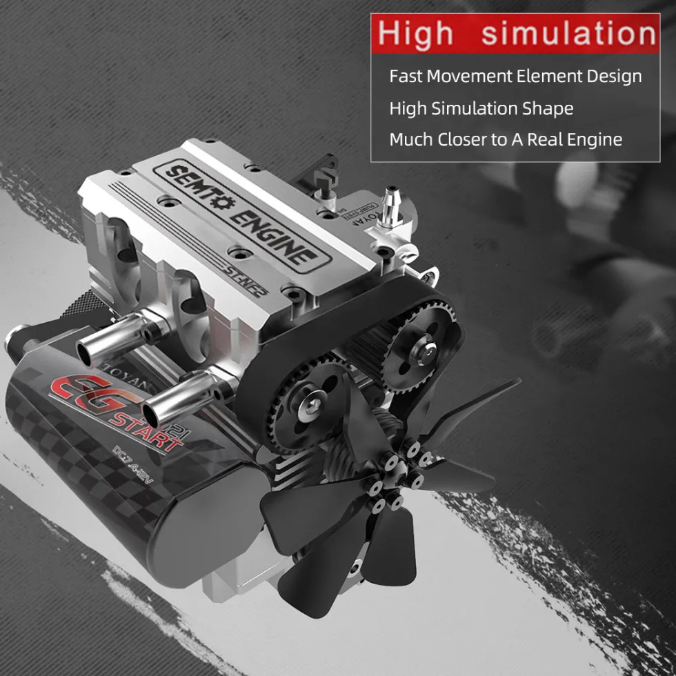 SEMTO ENGINE ST-NF2 7.0cc Mini Inline Double-cylinder Four-stroke Air-cooled Nitro Engine Model Kit