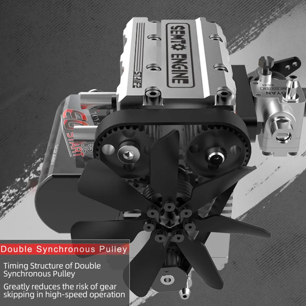 SEMTO ENGINE ST-NF2 7.0cc Mini Inline Double-cylinder Four-stroke Air-cooled Nitro Engine Model Kit