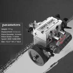 SEMTO ENGINE ST-NF2 7.0cc Mini Inline Double-cylinder Four-stroke Air-cooled Nitro Engine Model Kit