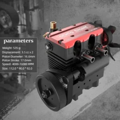 SEMTO ST-NF2 Engine 7cc SOHC Inline 2 Cylinders 4 Stroke Air Cooled Nitro Engine Model Kit - Build Your Own Engine that Works