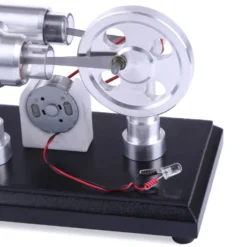 Stirling Engine Kit Double-Cylinder Stirling Engine Generator Electricity with Colorful LED Lights