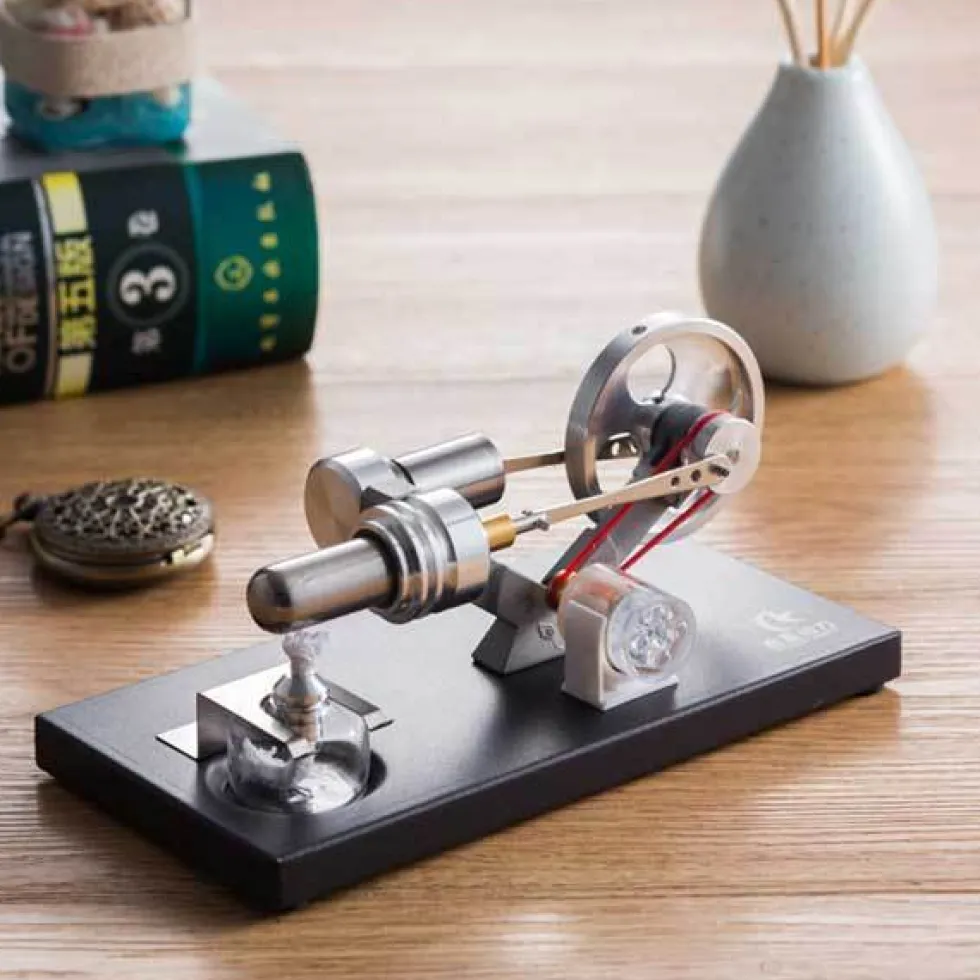 Stirling Engine Kit Unassembled Engine Kit Electricity Generator with 4 LED Light - Perfect Gift Choice