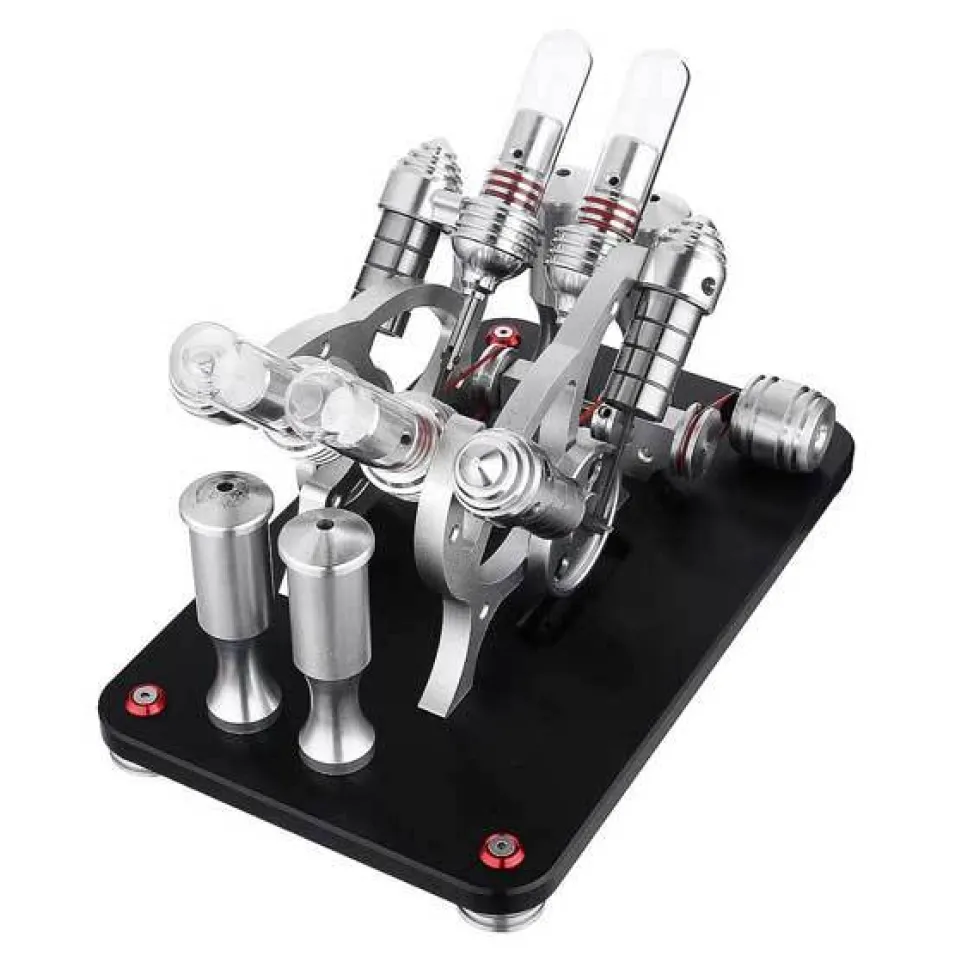 Stirling Engine Kit V4 4 Cylinder Stirling Engine External Combustion Engine Model - Enginediy