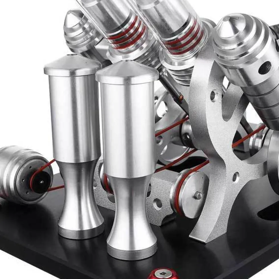Stirling Engine Kit V4 4 Cylinder Stirling Engine External Combustion Engine Model - Enginediy