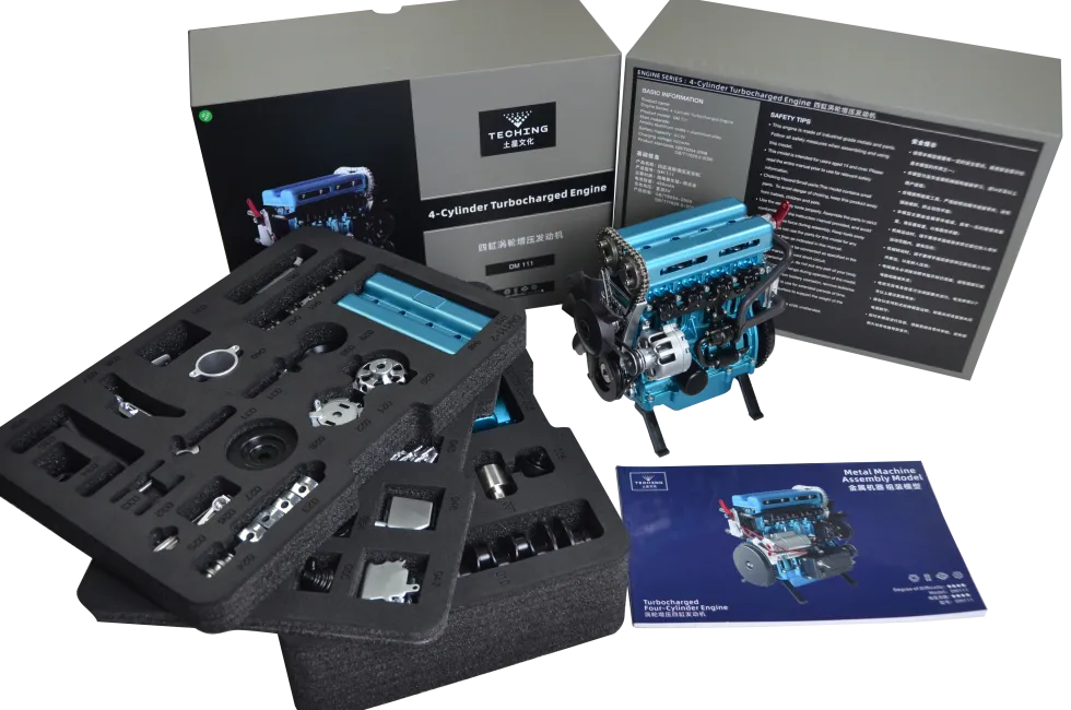 TECHING L4 Engine Model Kit that Works - Build Your Own Engine - Full Metal 4 Cylinder Car Engine Kit Car Engine Model Upgraded Version