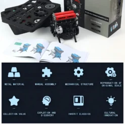 TECHING L4 Engine Model Kit that Works - Build Your Own Engine - Full Metal 4 Cylinder Car Engine Kit Car Engine Model Upgraded Version