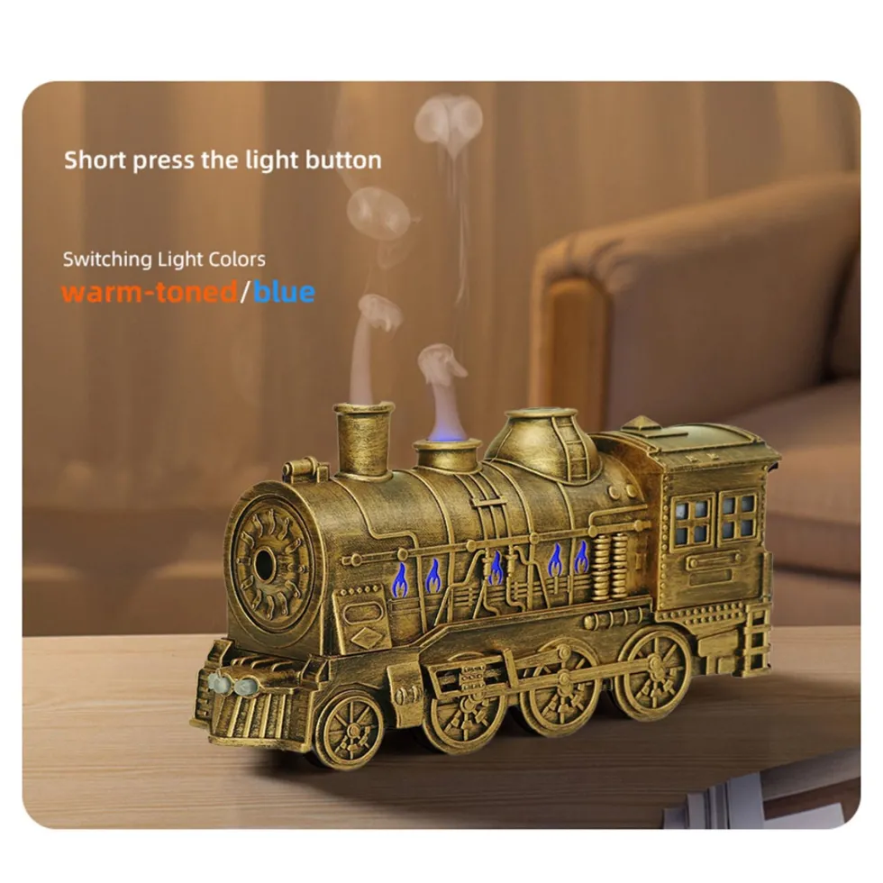 Train Shape Essential Oil Diffuser Humidifier with Dual-Color LED Light