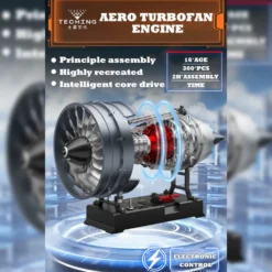 Turbofan Engine Model Kit that Works - Build Your Own Turbofan Engine - TECHING 1/12 Full Metal Dual-Spool Turbofan Engine Model Kit 300+PCS