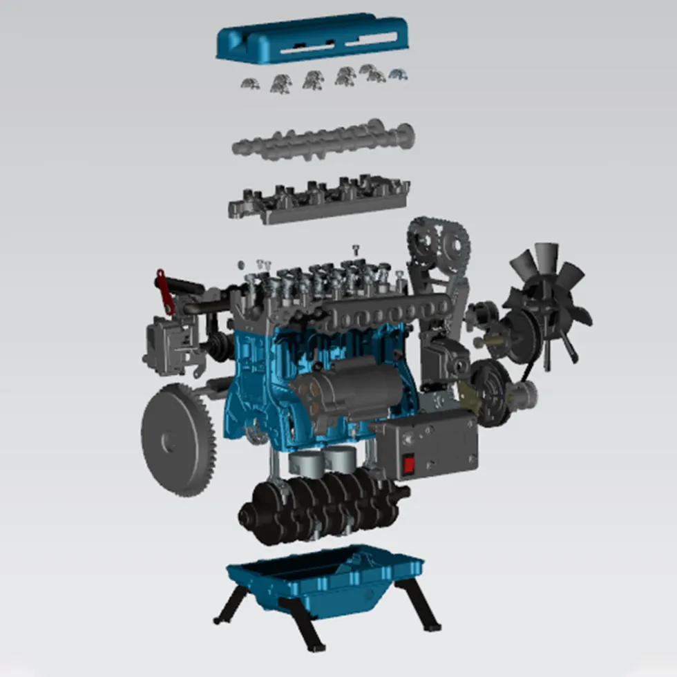 V4 Car Engine Assembly Kit Full Metal 4 Cylinder Car Engine Building Kit