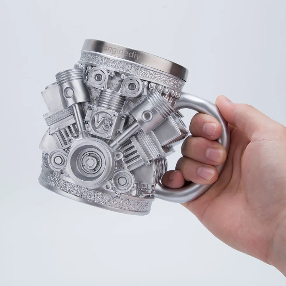 V8 Engine Coffee Cup with Stainless Steel Liner Creative Gift