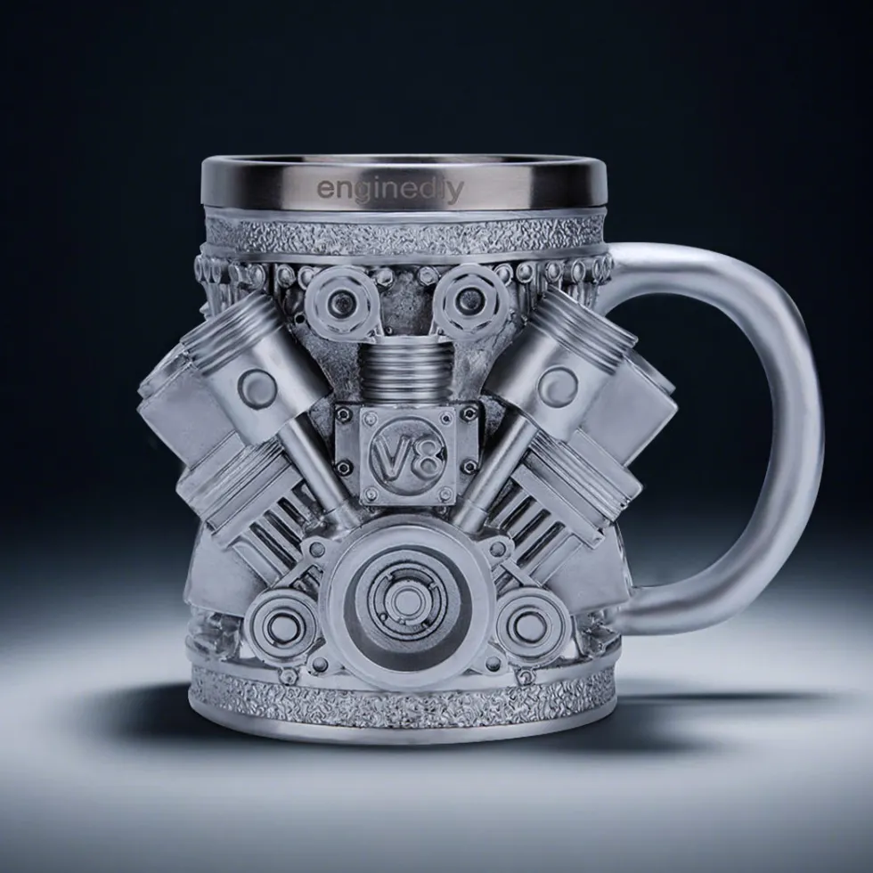 V8 Engine Coffee Cup with Stainless Steel Liner Creative Gift