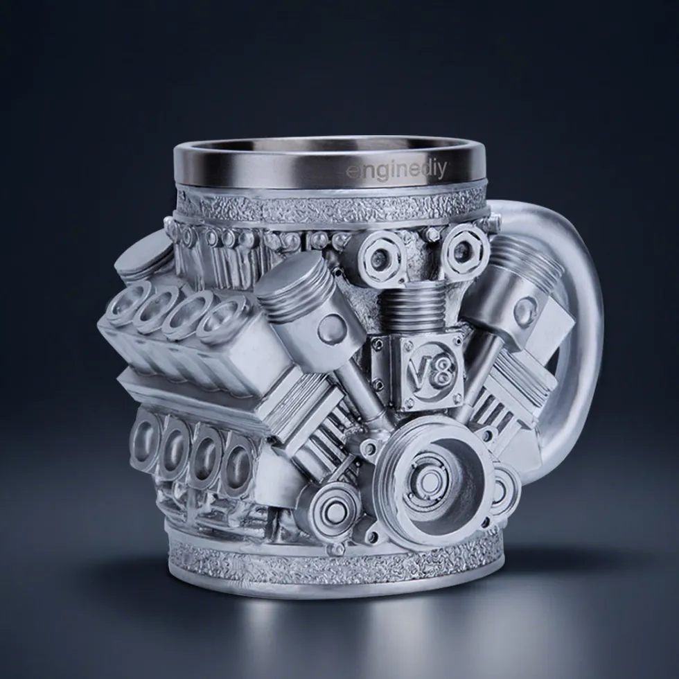 V8 Engine Coffee Cup with Stainless Steel Liner Creative Gift